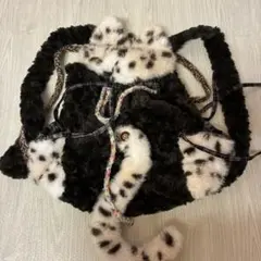 y2k 平成ギャル 犬形バッググレー オレンジ色ストライプショルダー 
