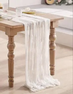 ホワイト テーブルランナー/テーブルクロス 90×180cm 結婚式のサムネイル