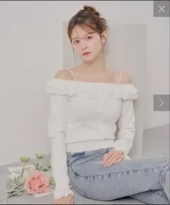 Chico レースティアードオフショルカーディガン