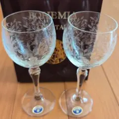 BOHEMIA ボヘミアクリスタル　エッチング ペアワイングラス