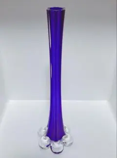 ブルーの一輪挿し花瓶　昭和レトロ