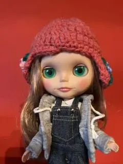 ネオブライス　アウトフィット　お花付きニット帽　ハンドメイド