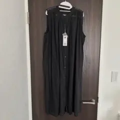 ブラック ノースリーブ シャツワンピース M-L