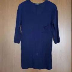 ＜A-GIRL'S＞ 丸首 五分袖 ニット セーター ネイビー