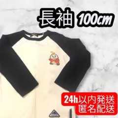 長袖 ラグランTシャツ 100cm アップリケ付き