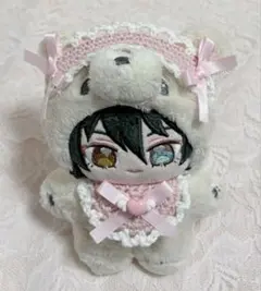 いつぬい ぬい ぬい服 スタイ ヘッドドレス ピンク×ホワイト 編み物 かぎ編み