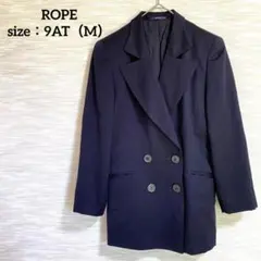ロペ ROPE テーラードジャケット 紺ブレ インバーテッドプリーツ ダブル Mのサムネイル
