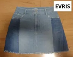 【新品半額以下】EVRIS 配色デニムミニスカート