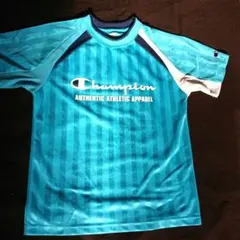 Champion ストライプ Tシャツ 青