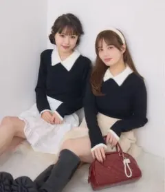 Ems excite シャギー襟 ニット