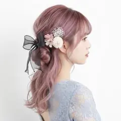 8パターンから選べる お呼ばれ、和装にもピッタリの お花➕リボンの髪飾り