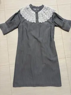 Lily Brown リリーブラウン 5分袖 プリ−ツレース ワンピース F