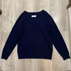 ViS ビス　Vネックニットトップス　ネイビー　Mサイズ