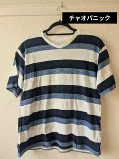 1114チャオパニック ネイビーとホワイトのストライプTシャツ