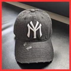 ⭐︎キャップ　ビンテージ　デニム　刺繍　ロゴ　ベースボール　帽子　ストリート　黒