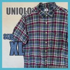 UNIQLO チェック柄 半袖シャツ XL