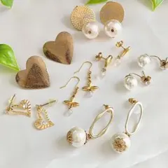 ピアス　ゴールドカラー　パールモチーフ　7点おまとめセット