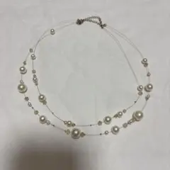 2連 パール ビーズ ネックレス