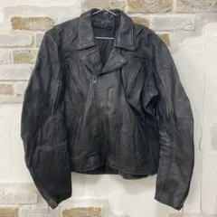 本革　ブラックレザーダブルライダースジャケット　L〜LL