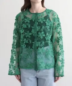 fredy emue フレディエミュ シアージャガードブラウス シャツ 花柄 緑