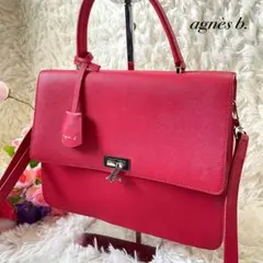 agnès b. VOYAGE 2wayレッドレザーハンドバッグ斜め掛け