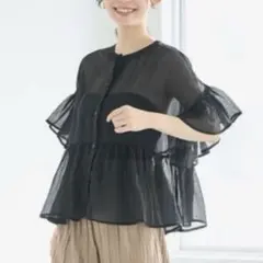 新品　cocaシアーフリルブラウス　フレアトップス　コカ