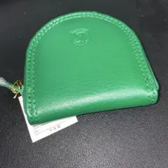 高品質 緑色 皮革 コインケース