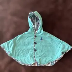 UVカット ターコイズ　フードポンチョ　ミキハウス　70 80 90
