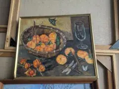 和紙ちぎり絵「ザクロ」額装 三宅 幹一郎 柘榴 静物画 52cm×42cm