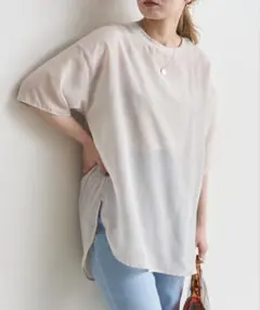prose verse シアー素材 ラウンドヘム 半袖Tシャツ　お値引き不可のサムネイル