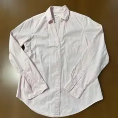 GAP レディース　ストライプシャツ(白×ピンク)
