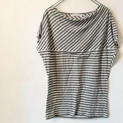 Tシャツ　グレー　袖なし　Mサイズ　ボーダー　薄手 カジュアル　シンプル
