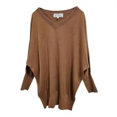 ロペピクニック Vネック ドロップショルダー ニット セータ― M ブラウン