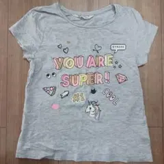 H&M Tシャツ 134/140　グレー　ラメ