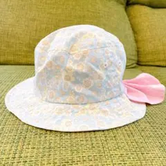 ベネトン　帽子　花柄　ピンクリボン　日除け付き　52㎝　子供　女の子　春夏秋