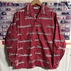 BLACKEYEPATCH WHIP EMBLEM SHIRT総柄ロゴ開襟シャツ