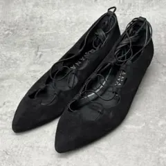 DIANA ダイアナ レースアップ フラットシューズ 黒　22cm