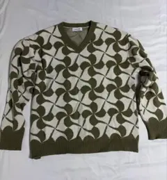 LAGUA GEM Vネック ニット セーター オリーブ系