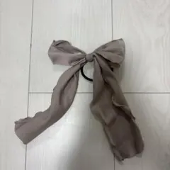 リボンヘアゴム 2色セット ベージュ・ワインレッド