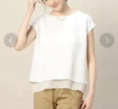 美品 ビューティ＆ユース 半袖ブラウス 裾ラウンドカット