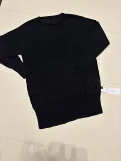 薄手ニット ブラック 長袖 ゆったり シンプル