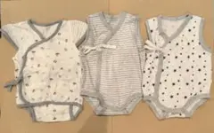 ロンパース３枚セット　 半袖50〜60cm１枚、 タンクトップ60〜70cm２枚