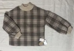 tiptop ニットリブ使いハイネックプルオーバー トップス チェック柄 ニット