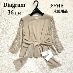タグ付き✨未使用品 ダイアグラム ペプラムブラウス レーススリーブ リボン Mのサムネイル