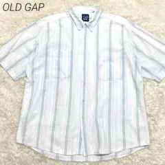90s OLD GAP 半袖シャツ ボタンダウン ストライプ 紺タグ ビンテージ