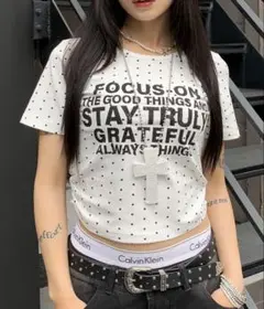 ドット柄 ロゴプリント 半袖Tシャツ ホワイトのサムネイル