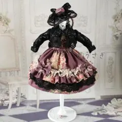 F*i様 22㎝ドール ドレス パニエ カクテルハット イヤリング ５点セット【