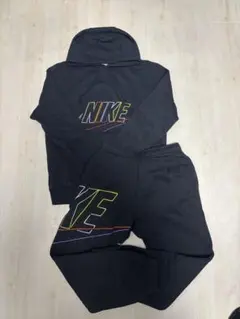 NIKE ナイキセットアップ 裏起毛 レインボーロゴ ブラックM