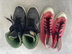 ①CONVERSE オールスター ハイカット ②ASICS ハイカットスニーカー