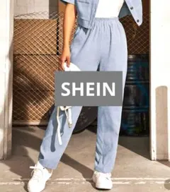 SHEIN コーデュロイ イージパンツ ライトブルー